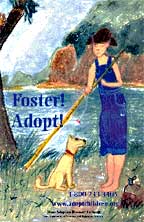 Girl and dog by a river Poster