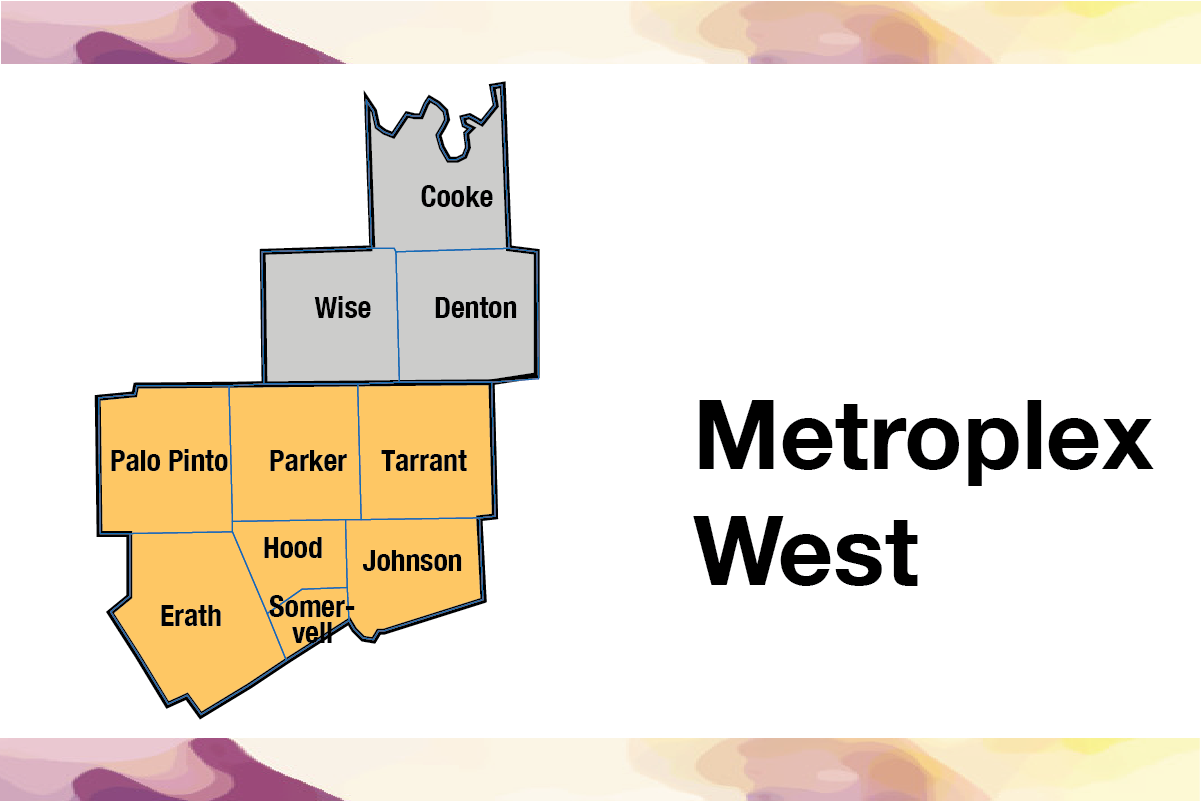 Metroplex West community area map, including region 3b and additional counties as described in the news story