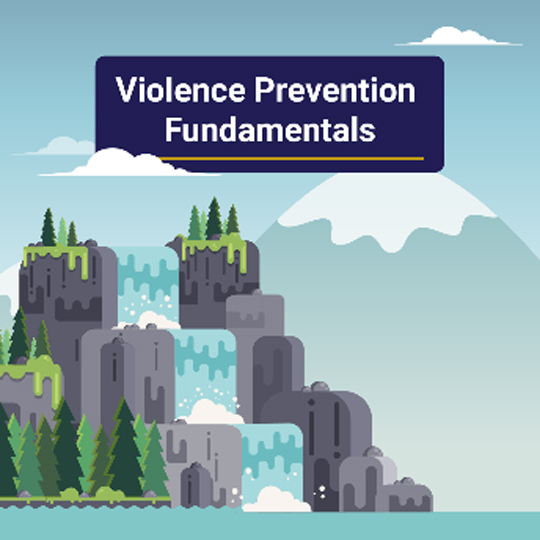 Violence Prevention Fundaments cover - with a scenic illustration on it