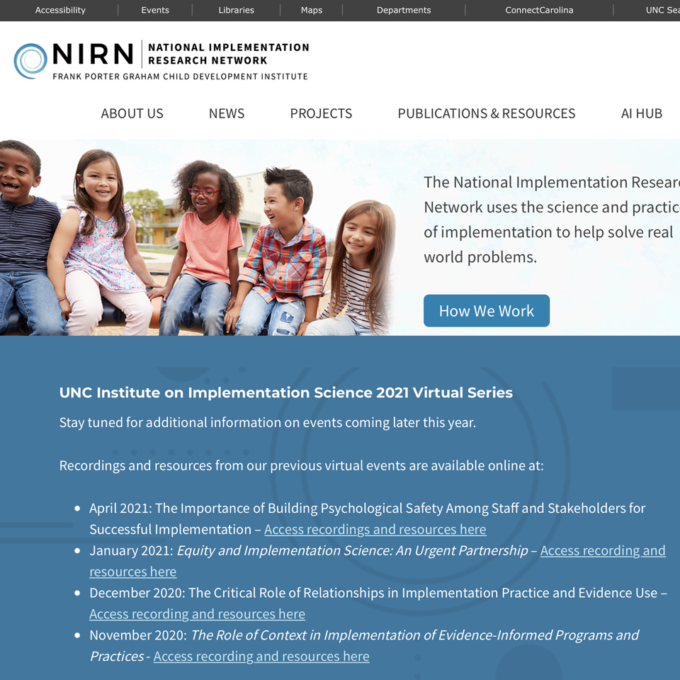 screenshot of the website, showing kids sitting together