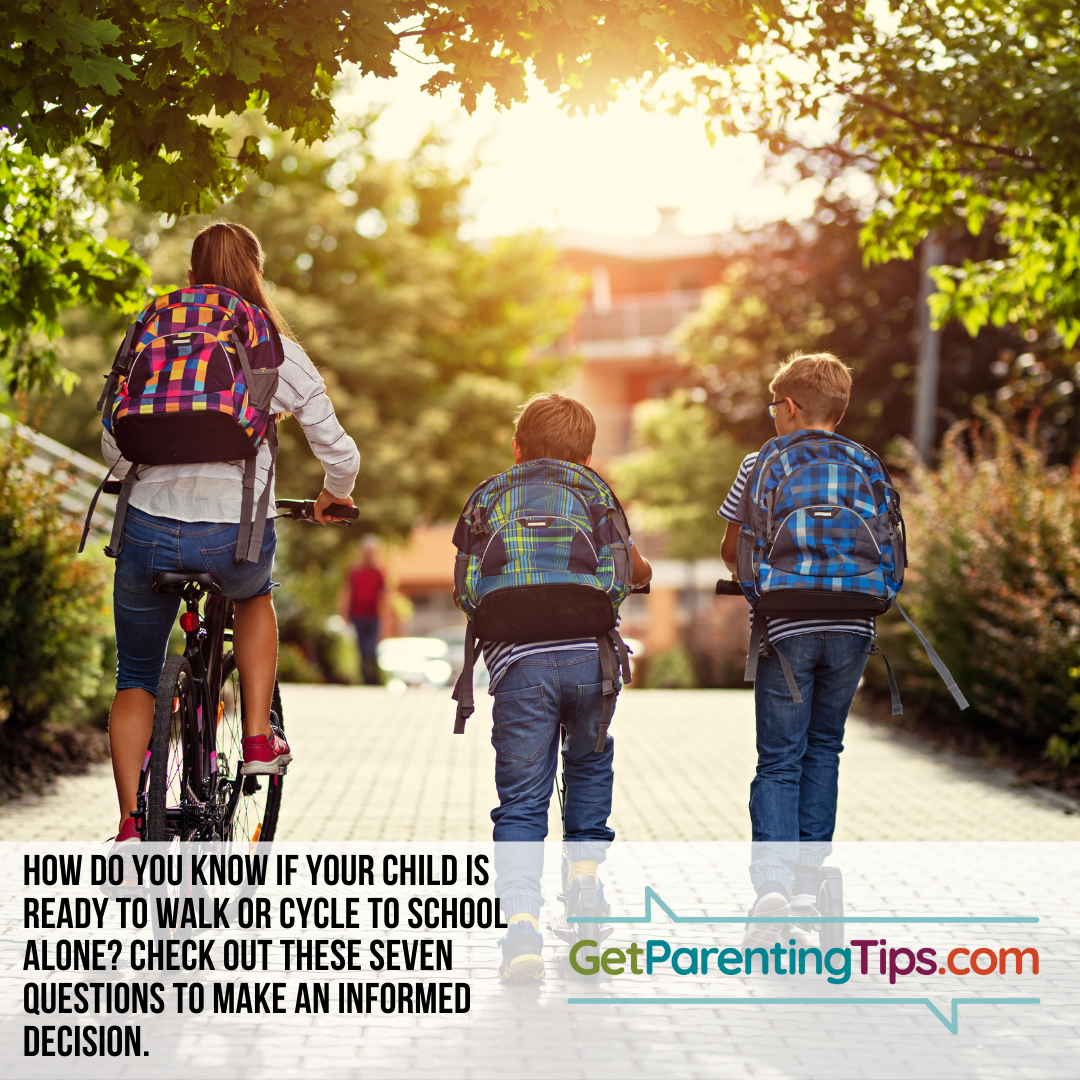 How do you know if your child is ready to walk or cycle to school alone? Check out these seven questions to make an informed decision. GetParentingTips.com