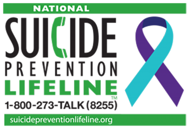 National Suicide Prevention Lifeline 1-800-273-TALK(8255). SuicidePreventionLifeline.org