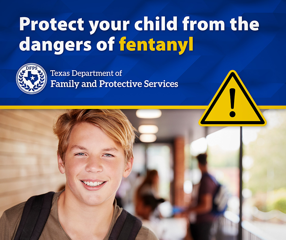 Protect your child from the dangers of fetanyl - One Pill Kills campaign, an initiative of the Office of the Governor. Image depicts young siblings.