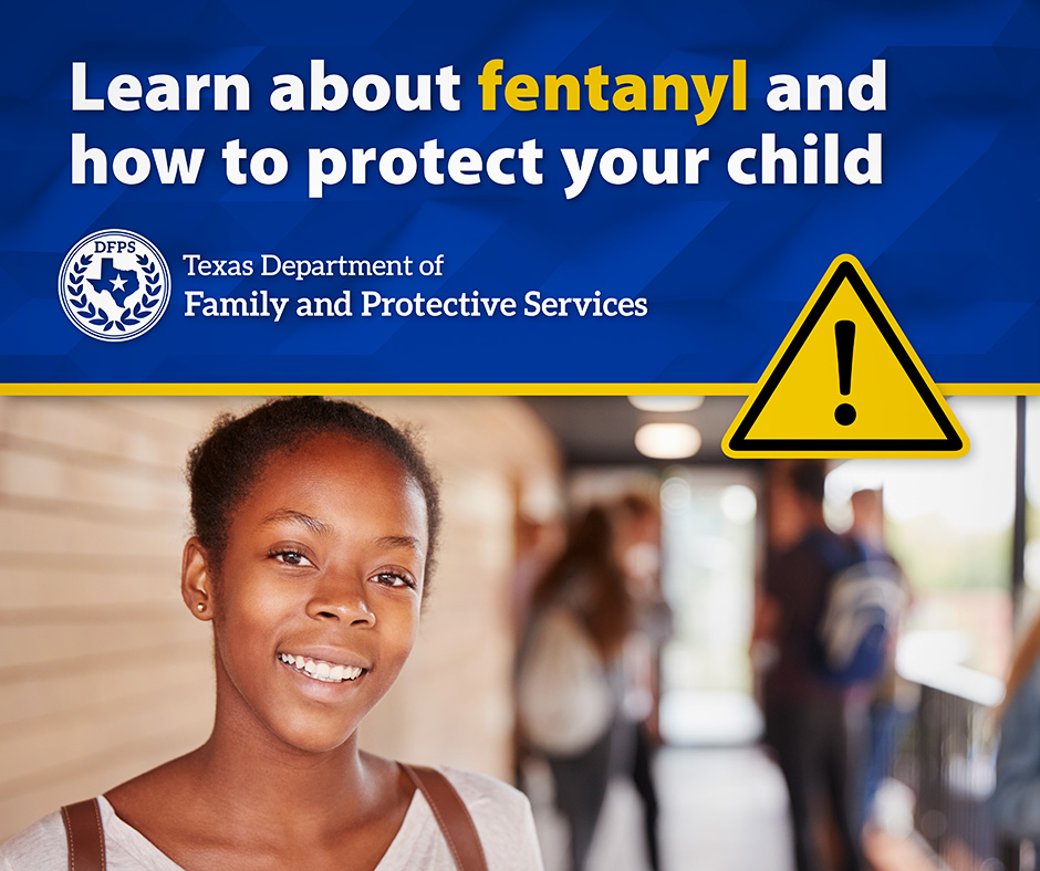 Protect your child from the dangers of fetanyl - One Pill Kills campaign, an initiative of the Office of the Governor. Image depicts a young person at school.