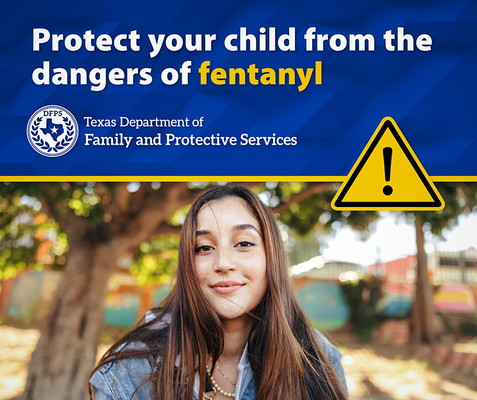 Protect your child from the dangers of fentanyl - One Pill Kills campaign, an initiative of the Office of the Governor. Image depicts a family.
