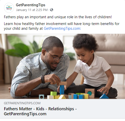 Screenshot of a social media post about the parenting for fathers.