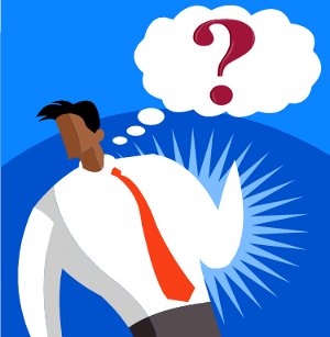 Hombre con globo y signo de interrogación