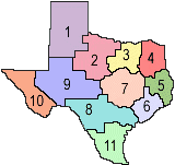 Map of Texas showing DFPS regions